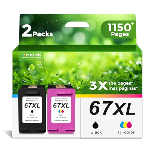 ANKINK Remanufactured 67XL Ink Cartridge Replacement for DeskJet Envy 2700 2700e 4100 6400 4155e 2755e 6000 2855e 2827e 2752e 4100e 6458 6455e 4152 6055e 6052e 4152e 2742e 6400e with V260501 Chips - Image 1