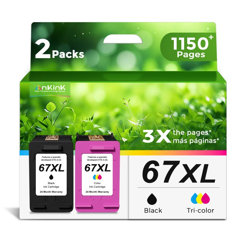 ANKINK Remanufactured 67XL Ink Cartridge Replacement for DeskJet Envy 2700 2700e 4100 6400 4155e 2755e 6000 2855e 2827e 2752e 4100e 6458 6455e 4152 6055e 6052e 4152e 2742e 6400e with V260501 Chips - Image 2