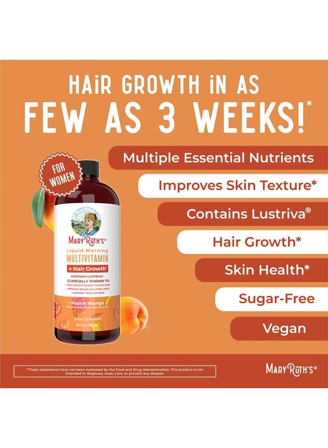 MaryRuth Organics الفيتامينات السائلة المتعددة من MaryRuth + فيتامينات Lustriva® لنمو الشعر | بيوتين 10000 ميكروجرام | فيتامين د | تم اختباره سريريًا للشعر الكثيف والتجاعيد والخطوط الدقيقة والعناية بالبشرة | الأعمار 18+ | 30 أونصة سائلة - Image 4