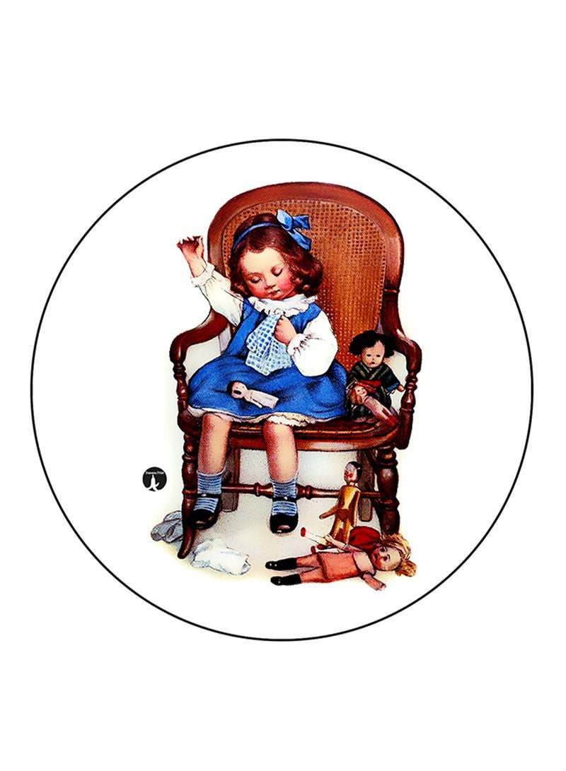 RKN Girl Printed Mouse Pad  Round  Multicolour