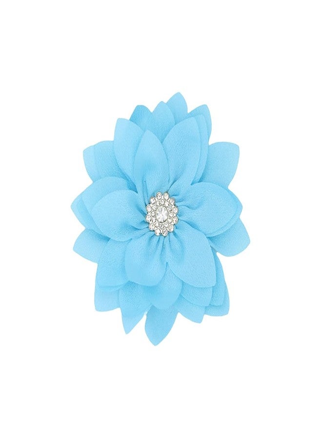 Elegant Flower Brooch Pin for Women Girls Crystal Lotus Brooch Lapel Pins Red/White/Pink/Black/Hot Pink/Violet Brooch Wedding Party Dance Banquet Dress Suit Ceremony Clothes Accessories Jewelry Gifts (Blue)