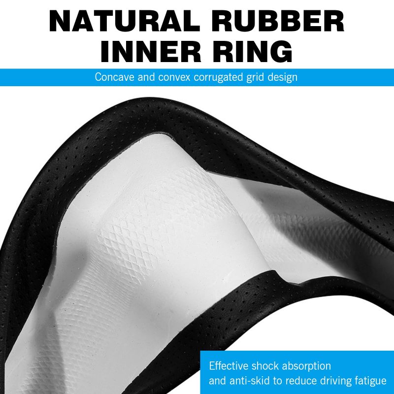 Breathable Leather Anti-Slip Steering Wheel Cover Black Round Universal Fit - Carbon Fiber Design For SUVs Trucks - Image 4