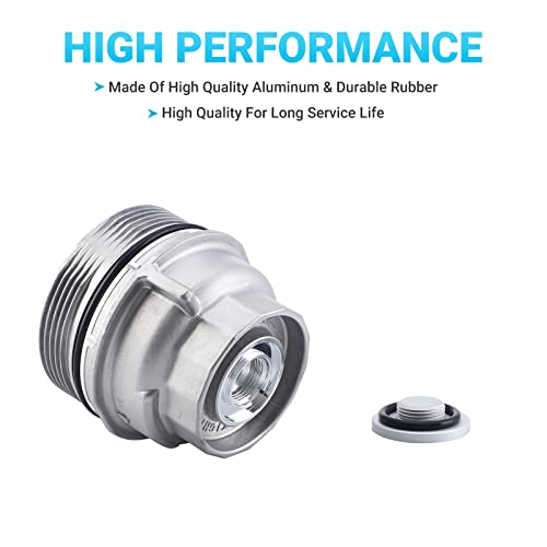 Pilida Oil Filter Housing Cap Assembly 15620-31060 with Oil Plug Fit for Toyota 2005-2019 Tundra RAV4 4Runner Camry Highlander Tacoma Avalon Sienna Venza Lexus RX350 Replacement 1562031060 15643-31050 - Image 4