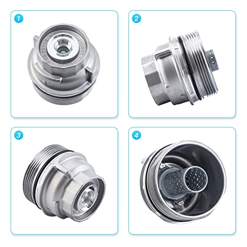 Pilida Oil Filter Housing Cap Assembly 15620-31060 with Oil Plug Fit for Toyota 2005-2019 Tundra RAV4 4Runner Camry Highlander Tacoma Avalon Sienna Venza Lexus RX350 Replacement 1562031060 15643-31050 - Image 5