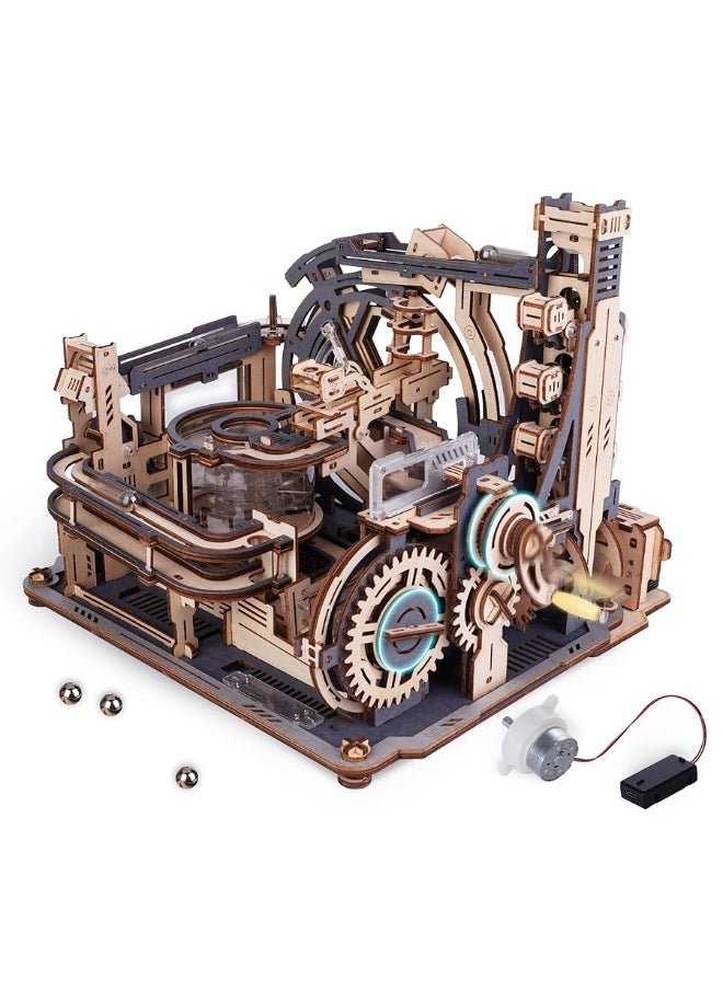 Robotime ROBOTIME Motorised Wooden Puzzles for Adults - 3D Puzzles for Adults LGC01 Marble Spaceport - Wooden Marble Run Model to Build - Space/STEM/Engineering Gift  - Image 4
