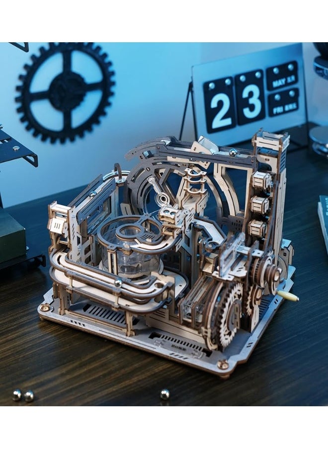 Robotime ROBOTIME Motorised Wooden Puzzles for Adults - 3D Puzzles for Adults LGC01 Marble Spaceport - Wooden Marble Run Model to Build - Space/STEM/Engineering Gift  - Image 5