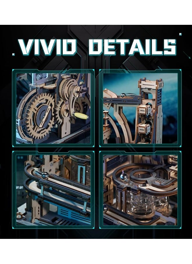 Robotime ROBOTIME Motorised Wooden Puzzles for Adults - 3D Puzzles for Adults LGC01 Marble Spaceport - Wooden Marble Run Model to Build - Space/STEM/Engineering Gift  - Image 3