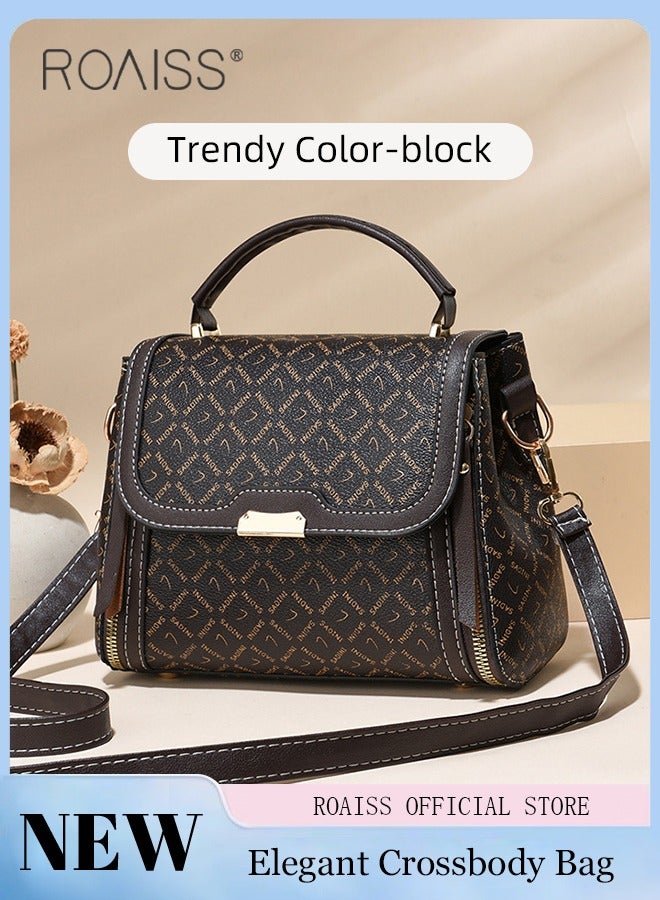roaiss Shoulder Tote Bags for Women Top Handle Satchel Ladies Fashion Office Casual Handbags Large Capacity PU Material Stylish Grid Decoration  - Image 1