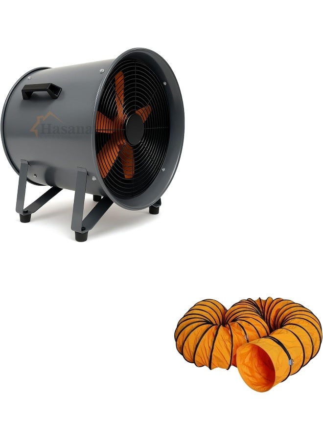 HASANAT ESSENTIALS مروحة هاسانات إيسينشالز فنتاير-GX | 10"، 12"، 14"، 20" مروحة تهوية عالية السرعة للمطابخ والصناعات - 2800 دورة في الدقيقة مع مقبض للورش، القبو، المرائب والمزيد (مروحة 20 بوصة + قنوات) - Image 1