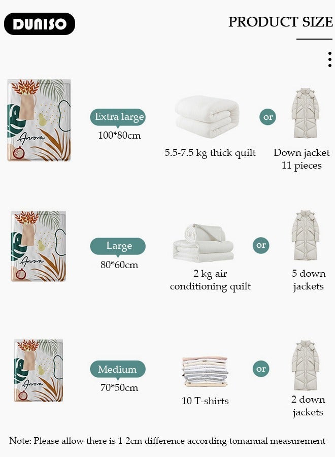 DUNISO Combo Vacuum Storage Bag with Electric Pump, 3 Pack((1 Large + 1Medium + 1 Small) of Reusable Compression Bags, Double Zip Seal Special-Grip Clip,Travel Vacuum Sealer Bags, Space Saver Bags for Clothes, Mattress, Blanket, Pillows, Compression - Image 4