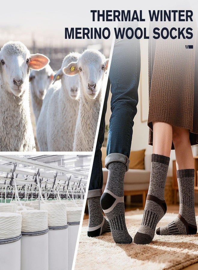 SIMIYA Thick Merino Wool Socks for Men Thermal Warm Hiking Socks Comfortable & Breathable Crew Socks in Cold Weather for Men & Women（5 Pairs） - Image 2