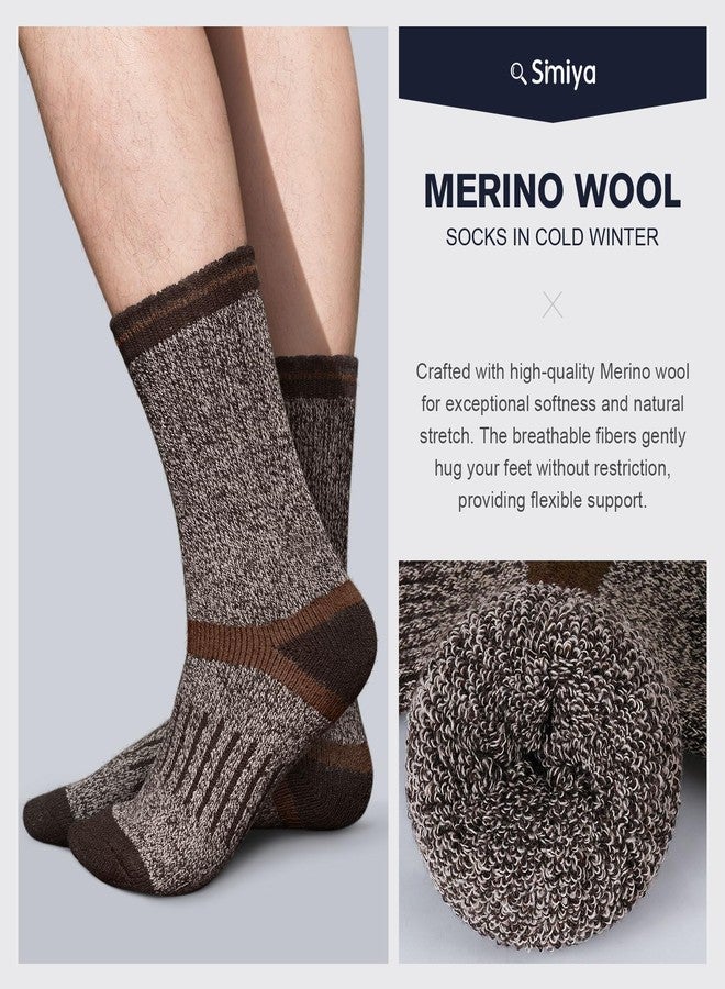 SIMIYA Thick Merino Wool Socks for Men Thermal Warm Hiking Socks Comfortable & Breathable Crew Socks in Cold Weather for Men & Women（5 Pairs） - Image 5
