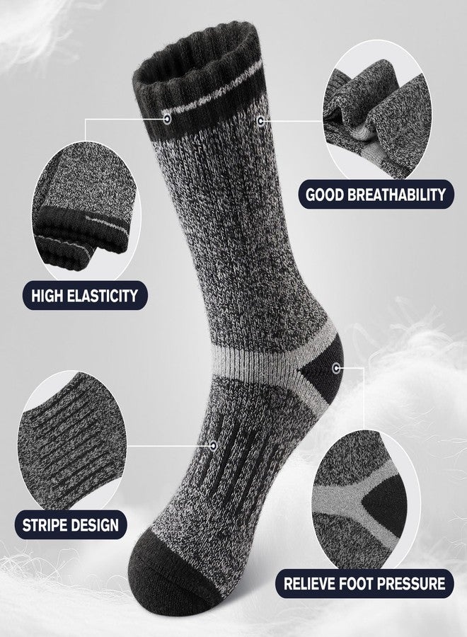 SIMIYA Thick Merino Wool Socks for Men Thermal Warm Hiking Socks Comfortable & Breathable Crew Socks in Cold Weather for Men & Women（5 Pairs） - Image 4