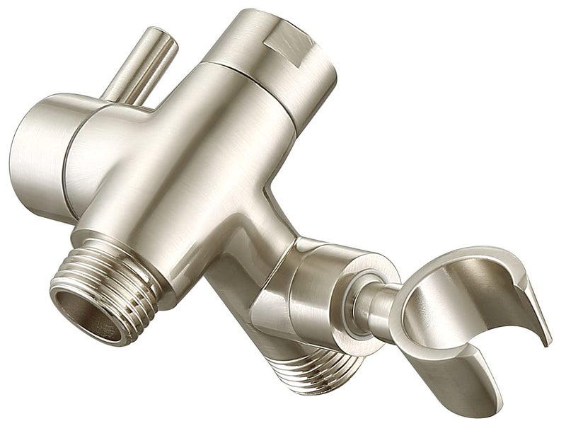 G-Promise GPromise Solid Metal Shower Arm Diverter with Holder for Hand Held Showerhead and Fixed Spray Head G 12 3Way Bathroom Universal Diverter System Replacement Part Brushed Nickel