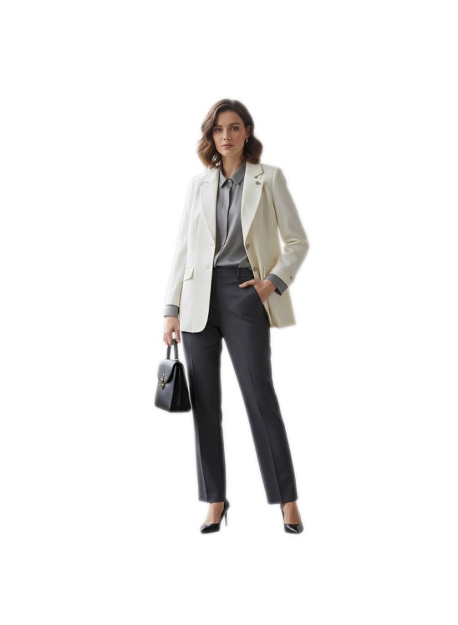 Smoky Egypt Elegant Crepe Solid Blazer-OffWhite - Image 1