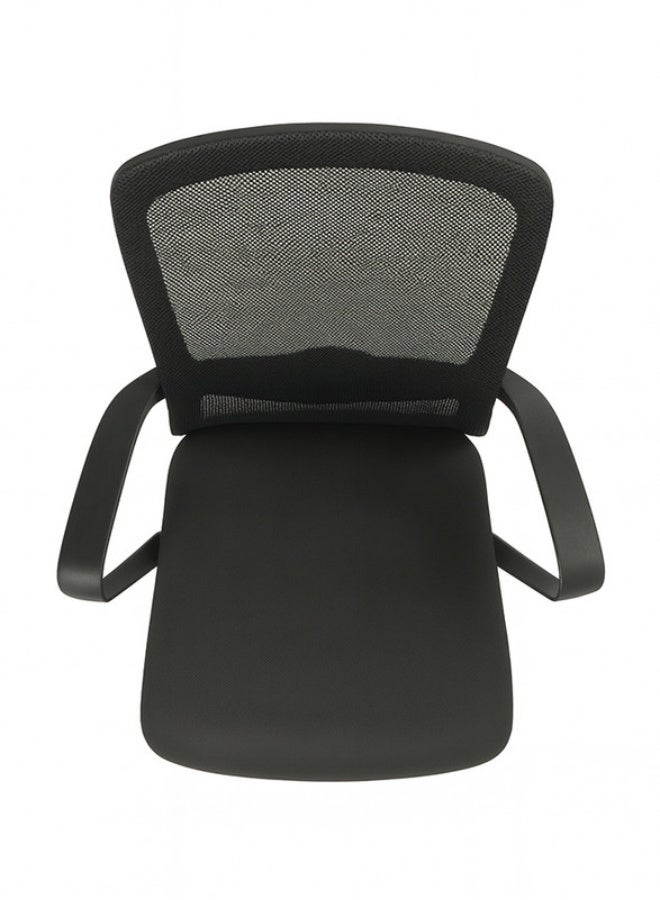 YI ONE Mesh Office Visitor Chair Z261 – Mid Back Office Chair with Low Back Mesh Design, Fixed Base (No Wheels), Meeting & Conference Room Chair, Black, 65×48.5×75 cm - Image 5