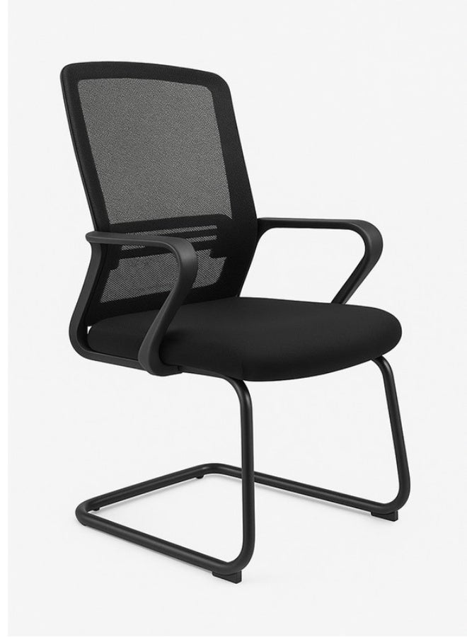 YI ONE Mesh Office Visitor Chair Z261 – Mid Back Office Chair with Low Back Mesh Design, Fixed Base (No Wheels), Meeting & Conference Room Chair, Black, 65×48.5×75 cm - Image 1