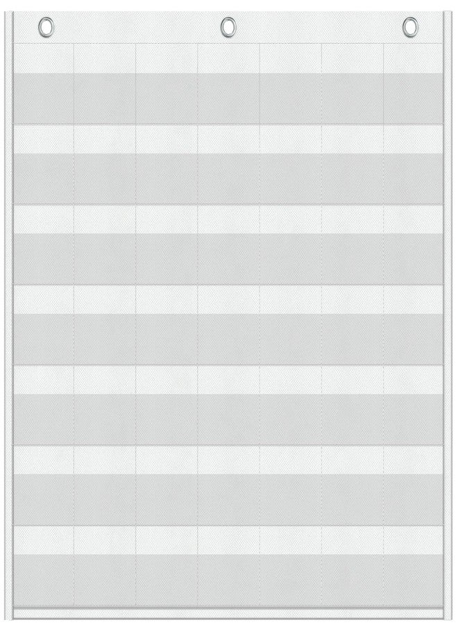 Yoink 45 Pockets Classroom Calendar Pocket Chart for Kids Learning - Monthly Calendar with Durable Fabric, Homeschool and Teacher Supplies, Preschool Kindergarten Wall Decor, Only Chart (White) - Image 1