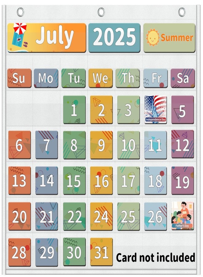 Yoink 45 Pockets Classroom Calendar Pocket Chart for Kids Learning - Monthly Calendar with Durable Fabric, Homeschool and Teacher Supplies, Preschool Kindergarten Wall Decor, Only Chart (White) - Image 2