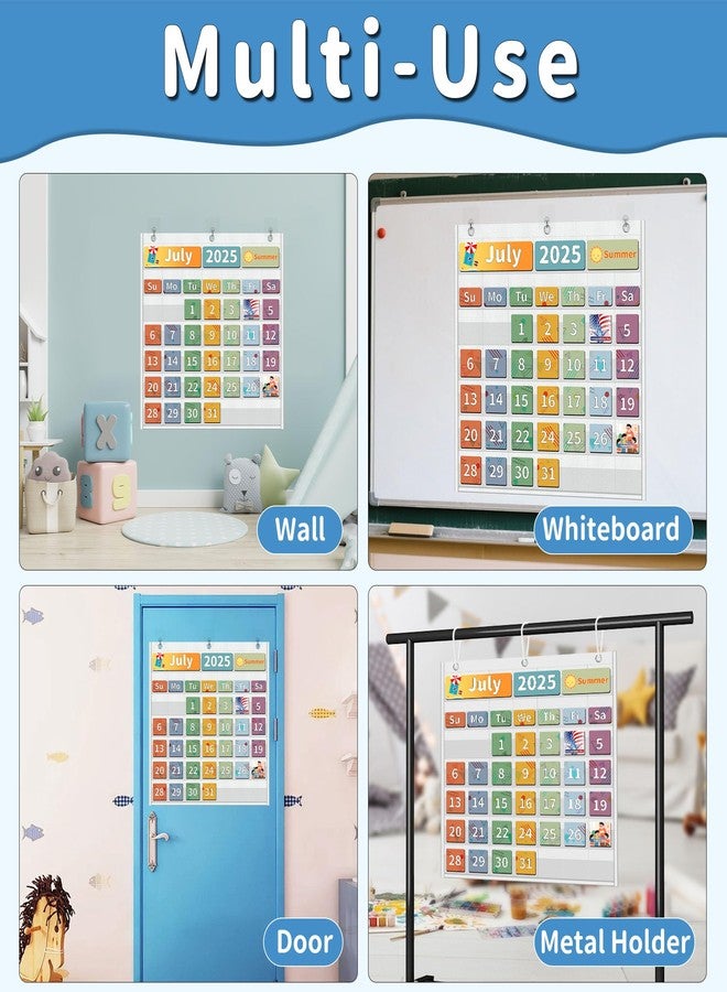 Yoink 45 Pockets Classroom Calendar Pocket Chart for Kids Learning - Monthly Calendar with Durable Fabric, Homeschool and Teacher Supplies, Preschool Kindergarten Wall Decor, Only Chart (White) - Image 5