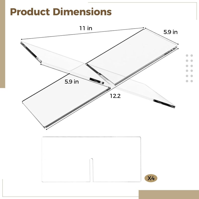 2 Pcs Clear Book Stand for Reading, 12.2 X 5.9 in Acrylic Book Display Stand, Hands Free Cookbook, Magazine Tablet Textbook Holder - Image 4