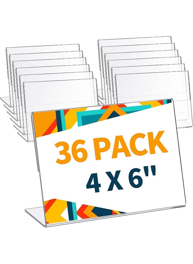 TPGP 36 Pieces Acrylic Sign Holder 4 X 6 Inch Plastic Picture Frame Clear Photo Sign Back Brochure Display Standing Frame For Wedding Office Desktop Restaurant - Image 1
