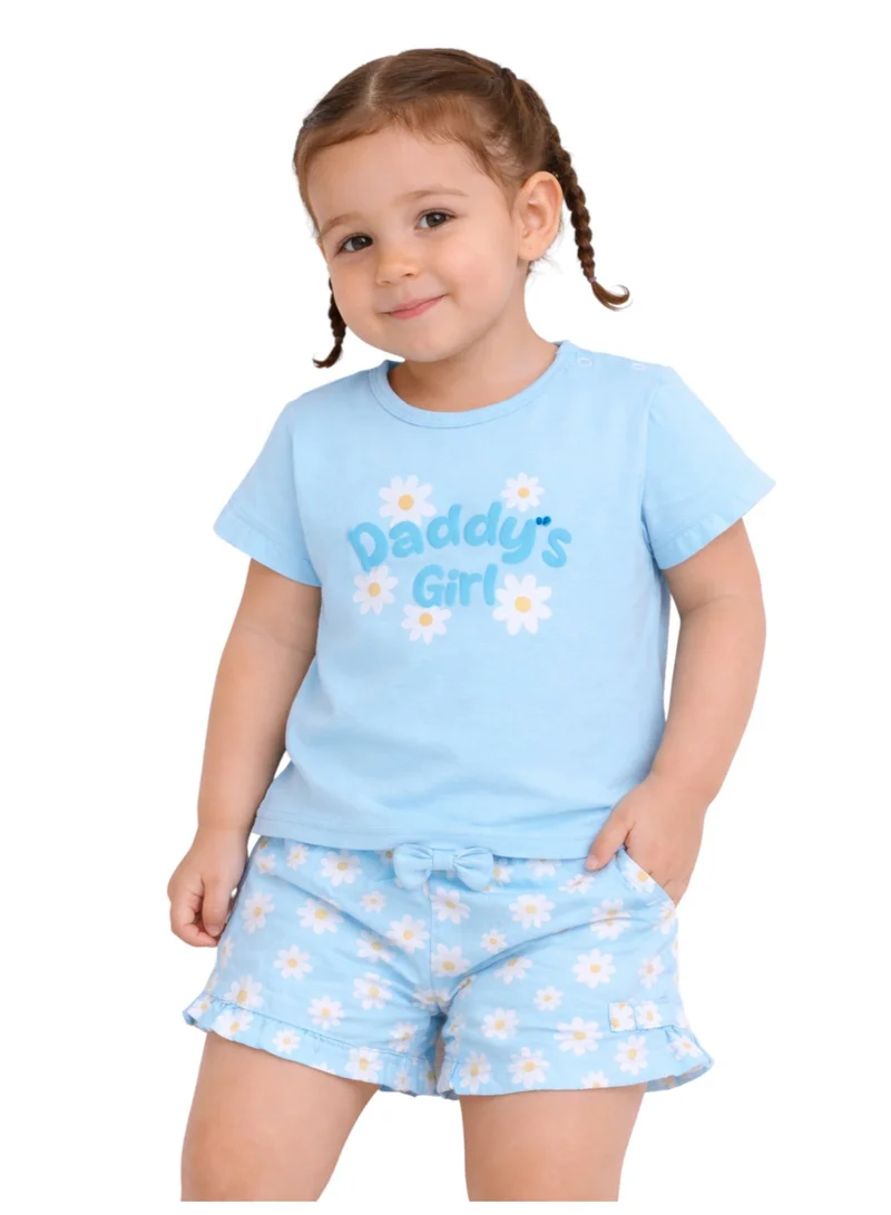 فكتور اند جين Infant Girls’ 2-Piece Set – “Daddy’s Girl” Top & Daisy Print Ruffle Shorts