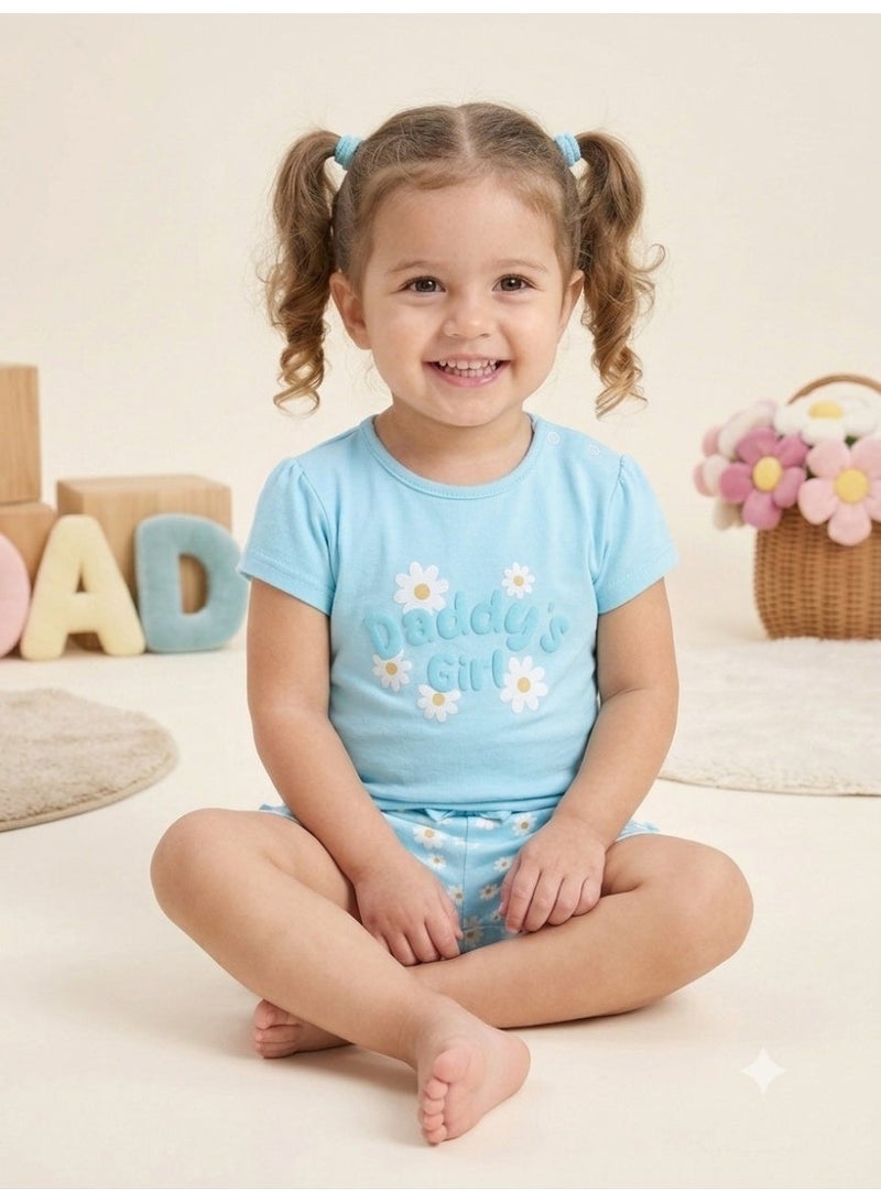 victor and jane Infant Girls’ 2-Piece Set – “Daddy’s Girl” Top & Daisy Print Ruffle Shorts - Image 3