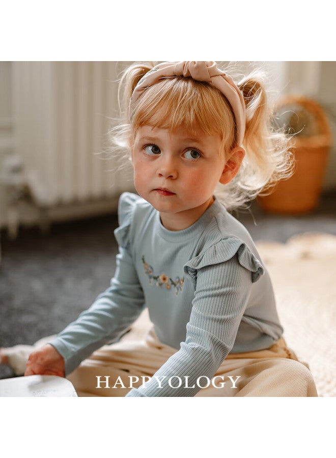 Happyology Uk Kids Autumn Winter Knitted Girls Embroidered French Ribbed Long Sleeve Top - Image 3