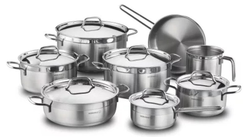 Korkmaz Alfa steel cookware set consisting of 14 pieces - Image 1