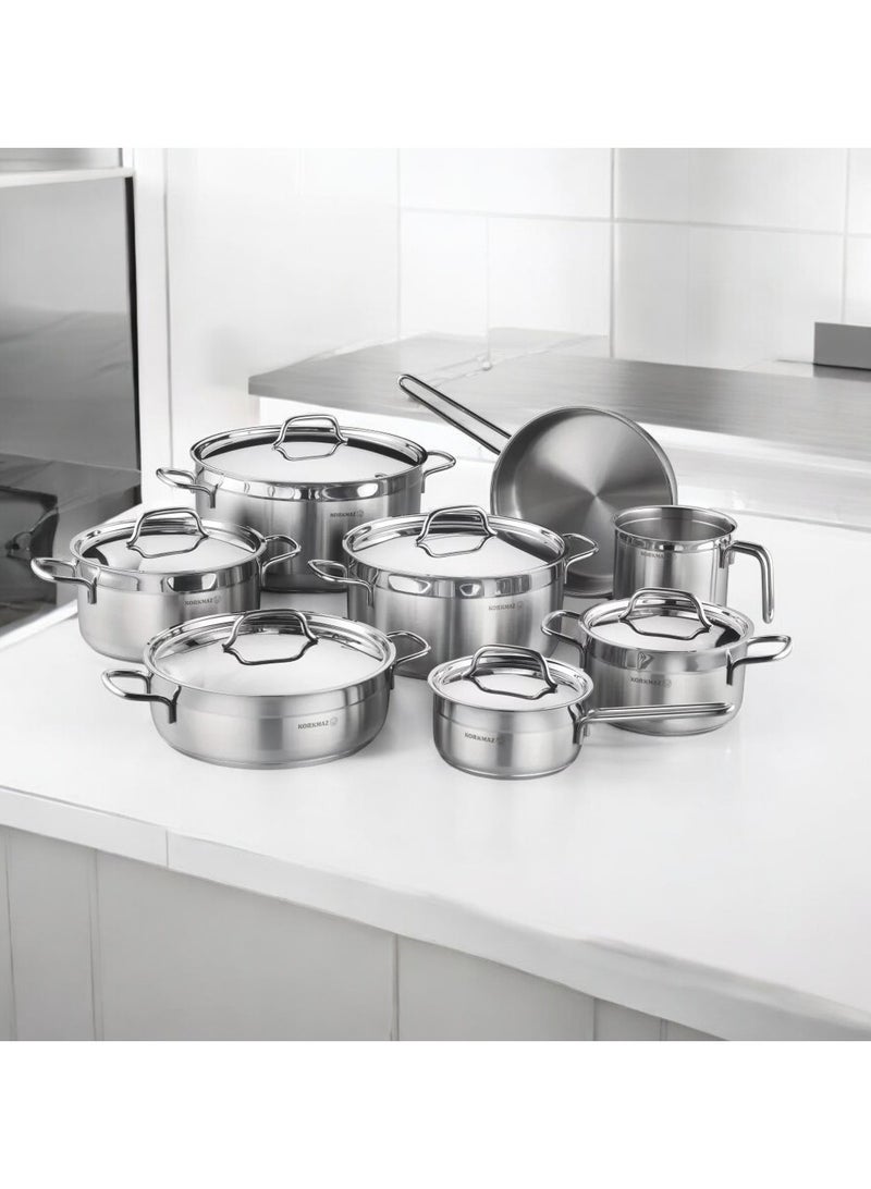 Korkmaz Alfa steel cookware set consisting of 14 pieces - Image 2
