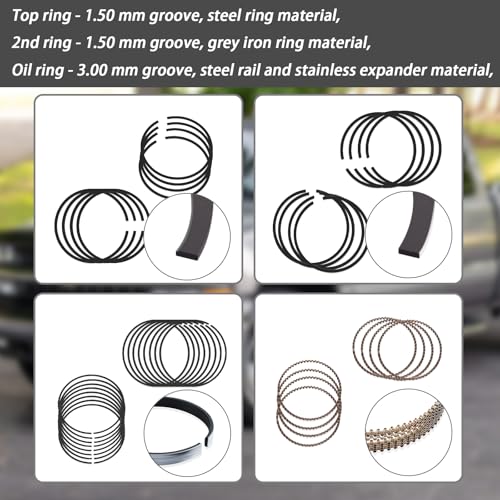 XTPTFABS 2M4860 Piston Rings(8-Cyl Ring kits) Compatible With 1999-2006 Chevrolet Gen III 364 6.0L LQ4 LQ9(Replace2M4860) Piston Rings - 4.000 in Bore -1.5 x 1.5 x 3.0 mm Thick - Standard Tension - Image 4