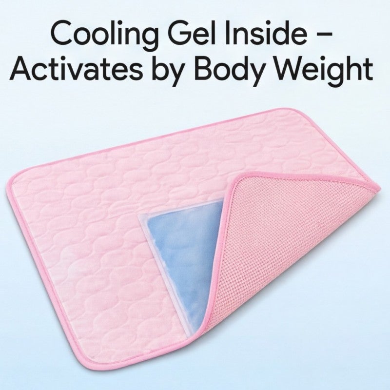 Dog Cooling Mat 100x70cm Pink Instant Cooling Surface - Breathable Dual-Layer Design Bite Resistant Edges for Medium Large Active Dogs Car Travel Home Use - Image 4