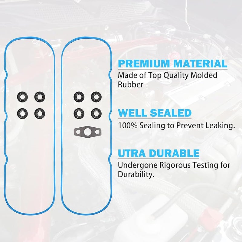 MNJWS Valve Cover Gasket Set - Compatible with 4.8L 5.3L 6.0L 6.2L Chevy Silverado, Suburban, Tahoe, Trailblazer, GMC Sierra, Yukon, Envoy, Cadillac Escalade - Replace 12637683 VS50504R1 - Image 5