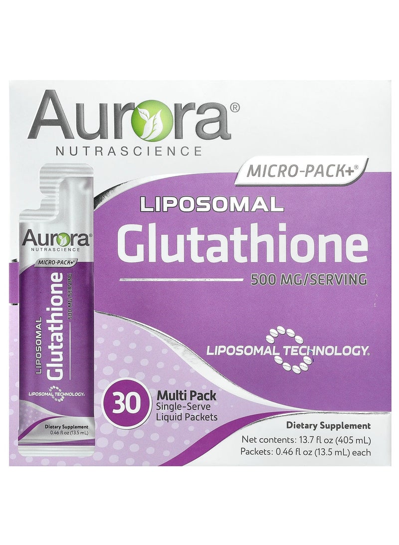 Aurora Nutrascience Micro-Pack+، الجلوتاثيون الليبوزومي، 500 مجم، 30 عبوة سائلة أحادية الاستخدام، 0.46 أونصة سائلة (13.5 مل) لكل عبوة