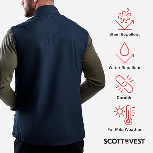 SCOTTeVEST 101 Vest for Men - 9 Hidden Pockets - Water Repellent for Travel & More (Black, Large) - Image 3