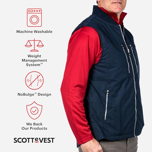 SCOTTeVEST 101 Vest for Men - 9 Hidden Pockets - Water Repellent for Travel & More (Black, Large) - Image 2