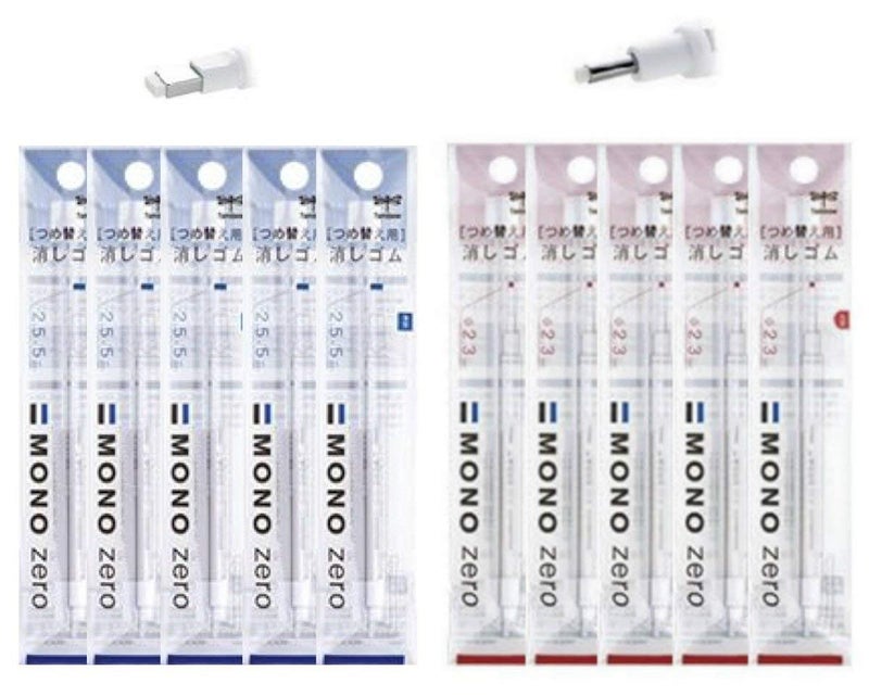 Tombow Mono Zero Pen-Style Eraser (20 Refills, 2.3mm Round & 2.5mm Rectangle tip)