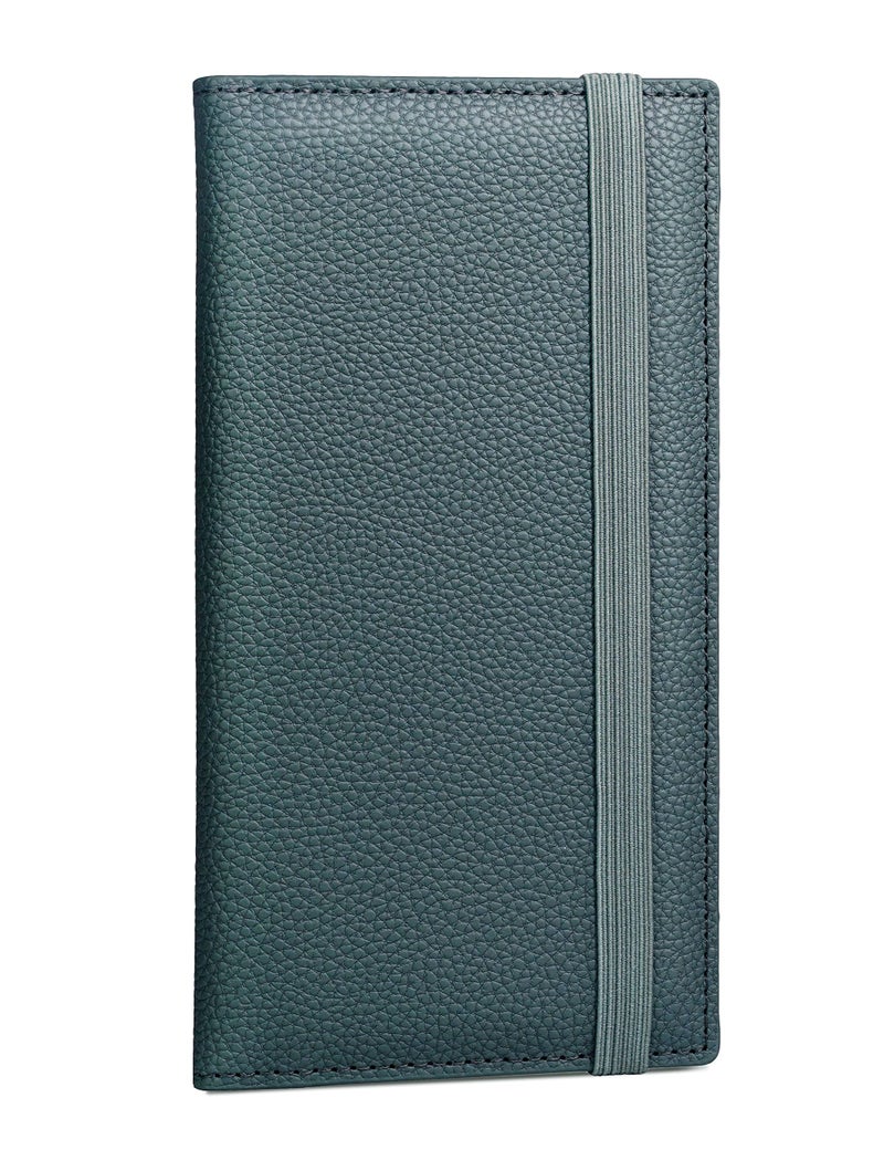 Yarnic Checkbook Cover for Personal Checkbook, Checkbook Holder with Pen Holder & Built-in Clear Plastic Divider for Duplicate Checks (Grey Green) - Image 1