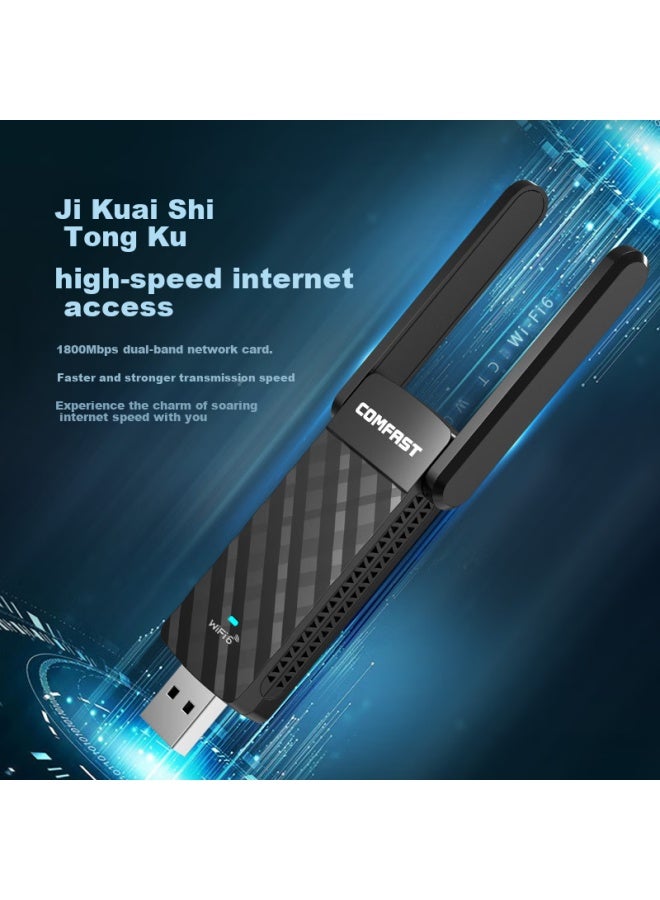 Comfast Cf-952ax Gigabit 1800mbps Dual Band 5g External Usb Wireless Network Card Desktop Computer Host Wifi6 Receiver Laptop Signal Penetrating Wall - Image 1