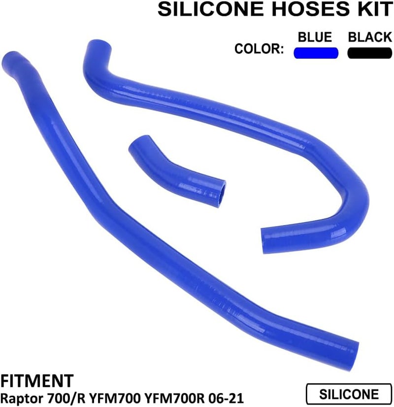 Wacece ATV Radiator Coolant Hoses Silicone for Raptor 700 700R YFM 700 2006-2024 Blue - Image 2