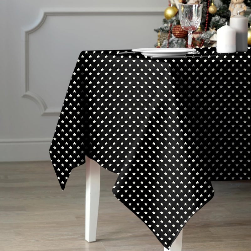 Casableu Spring Gallery Star_ Black 6 Seater Table Cloth Dust-Proof Table Cover for Dinning Tabletop Decoration | Size: 50x72 Inches | - Image 1