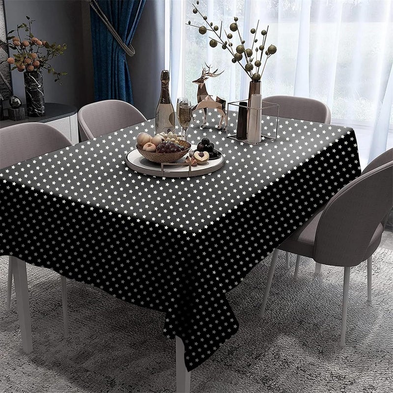 Casableu Spring Gallery Star_ Black 6 Seater Table Cloth Dust-Proof Table Cover for Dinning Tabletop Decoration | Size: 50x72 Inches | - Image 3