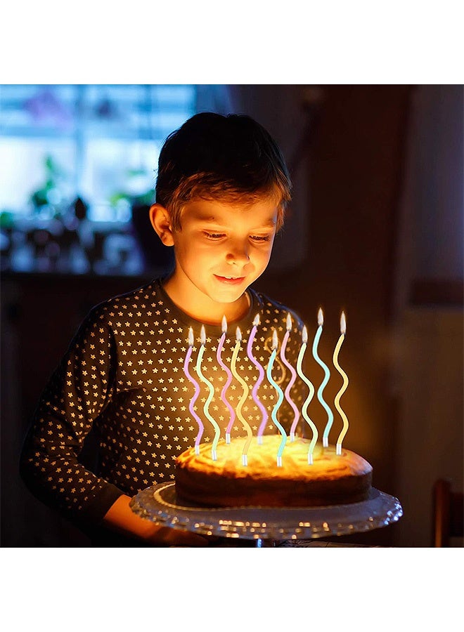 Photon Colorful Twisty Candles, Thin Spiral Birthday Candles with Holders, For Cake Party Decoration etc - Image 5