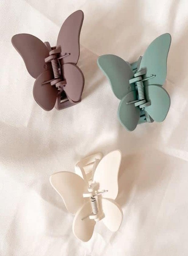 MYSELF Matte Butterfly Hair Claws, Fairy Butterfly Hair Claw Clips, Hair Clamp Crabs for Girl, Women Hair Claw, RANDOM COLOUR (Pack of 4) - Image 2