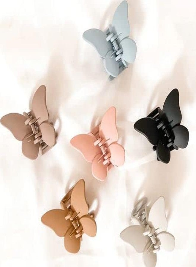 MYSELF Matte Butterfly Hair Claws, Fairy Butterfly Hair Claw Clips, Hair Clamp Crabs for Girl, Women Hair Claw, RANDOM COLOUR (Pack of 4) - Image 1