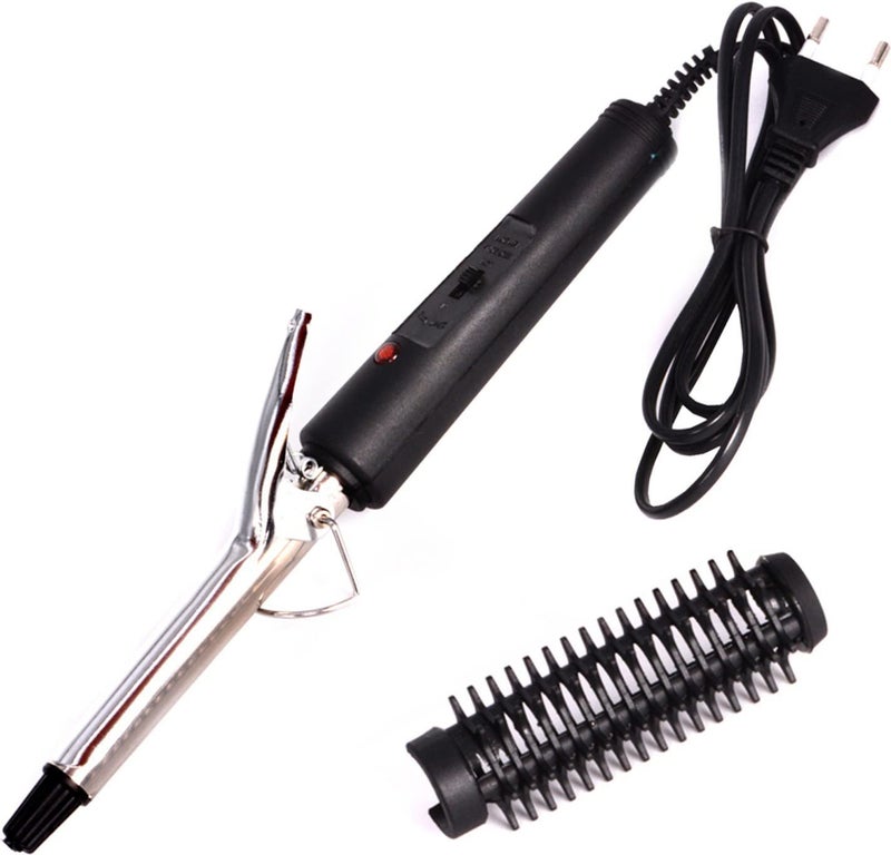 Hair Curler With Adjustable Temperature & Ceramic Coated Plates (Medium_Black::Silver)