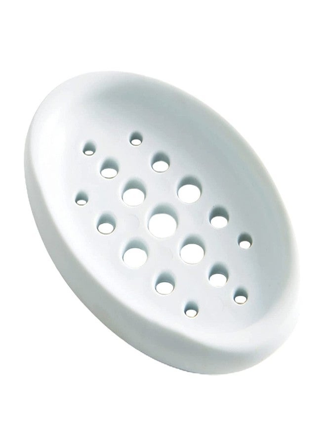 Primetan Soap Holder Tray with Drain Holes for Shower Scrubber Bathroom Kitchen Sponge, Self Draining Non-Slip Stand Soap Holder Silicone Drainer Dish (Blue) - Image 1