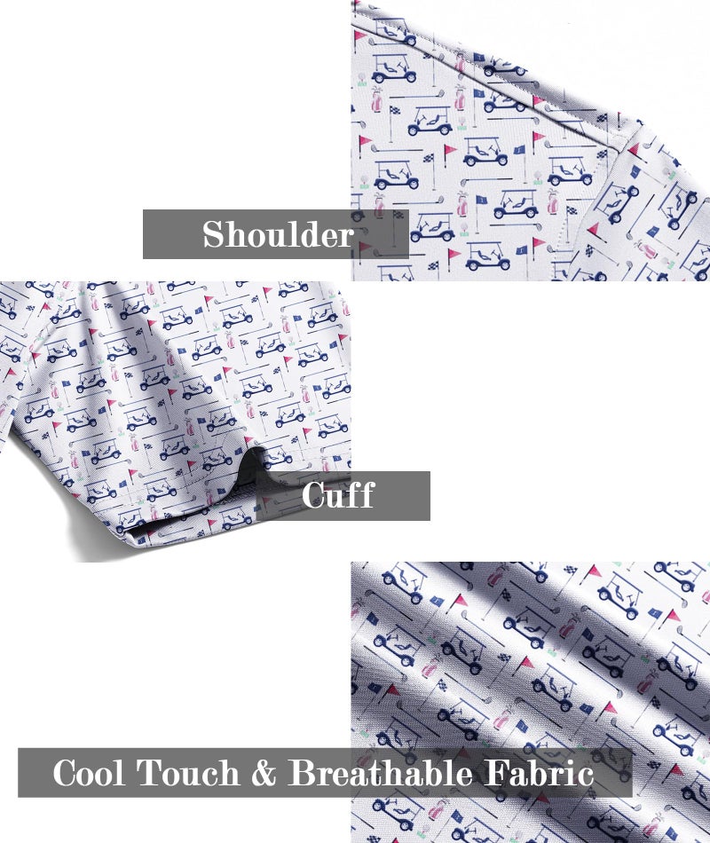 ZITY Men's Golf Shirts Short Sleeve Moisture Wicking Performance Print Patterns Casual Collared Golf Polo Shirt for Men - Image 5