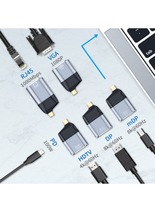Type-C To HDTV/VGA/DP/MiniDP/network Port Converter For Apple For Huawei Samsung Notebook-Color:VGA Female To Type-c Male + PD Fast Charging Port Converter - Image 3
